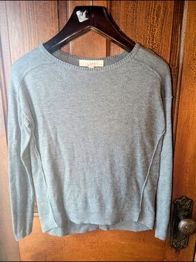 Ann Taylor Loft Grey Light Sweater Outward Stitching Petite XS EUC